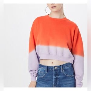 Frame Crewneck Cropped Red Purple Sweatshirt XS $270 NEW